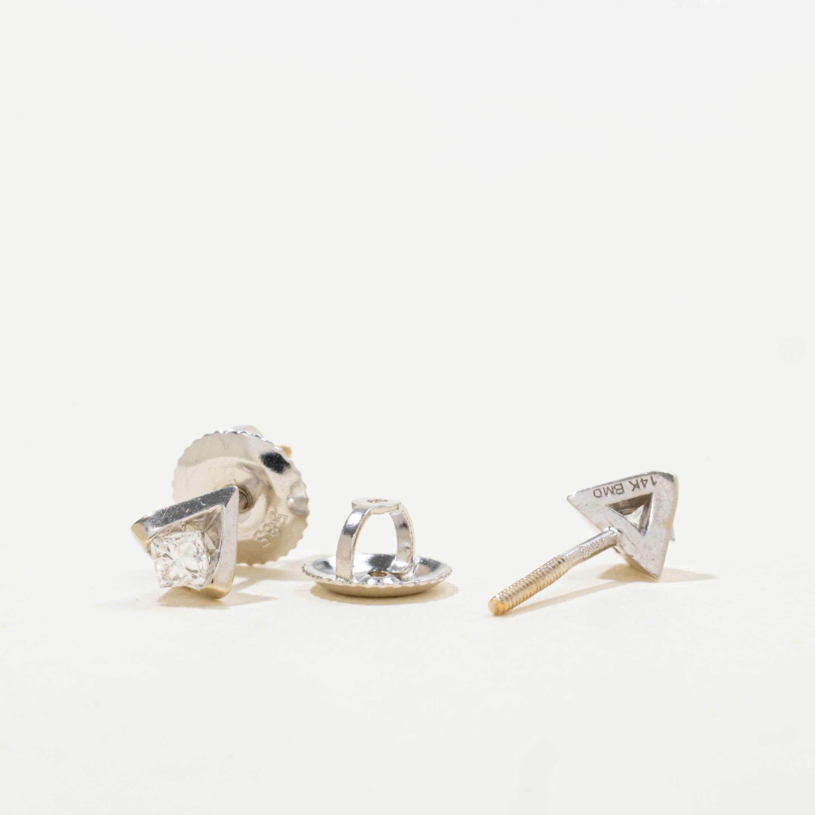14k Princess Cut Diamond Studs | 0.19ctw