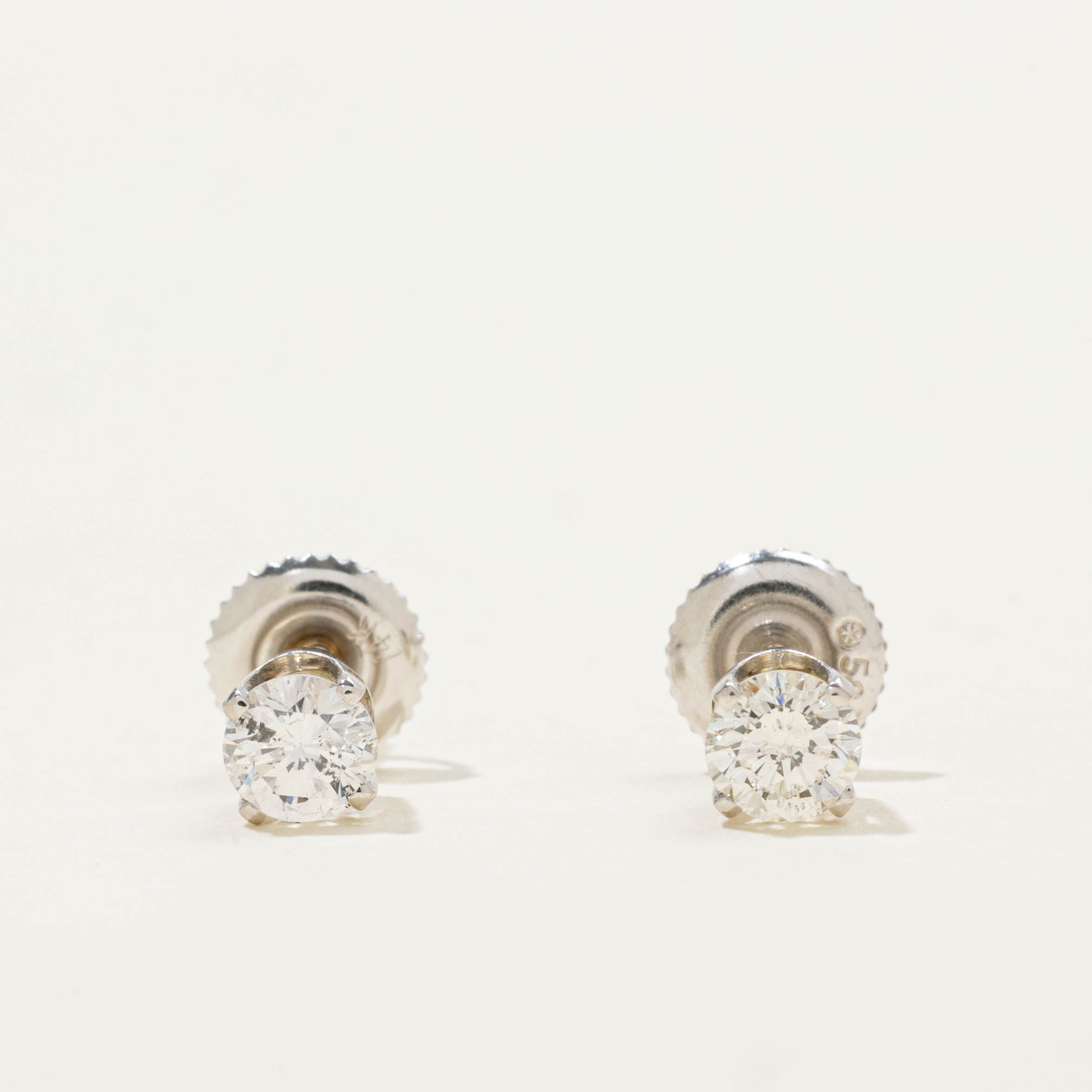 14k Solitaire Diamond Studs | 0.54ctw I1 H