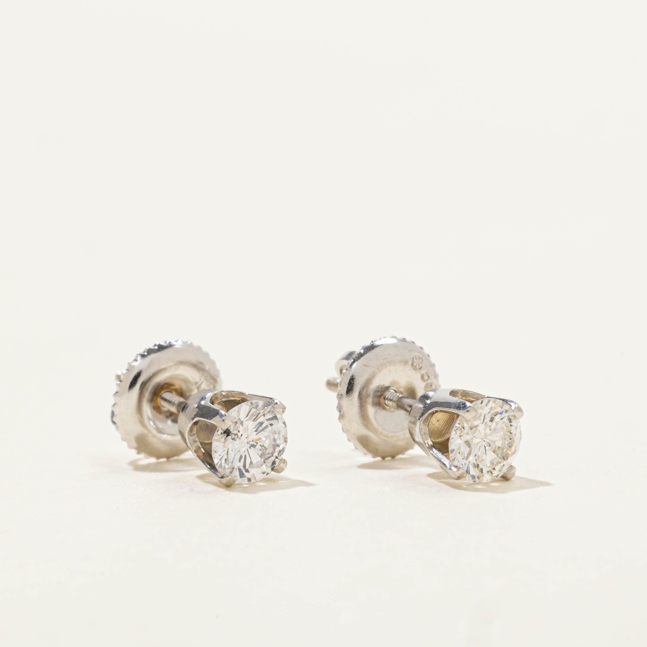 14k Solitaire Diamond Studs | 0.54ctw I1 H
