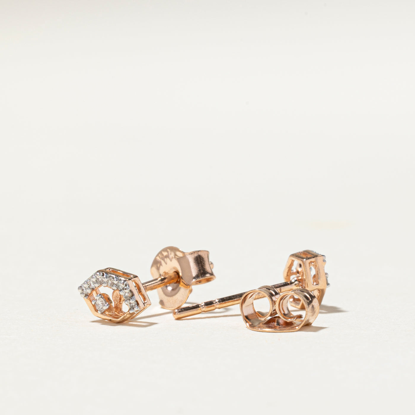Diamond Hexagon Stud Earrings | 0.05ctw