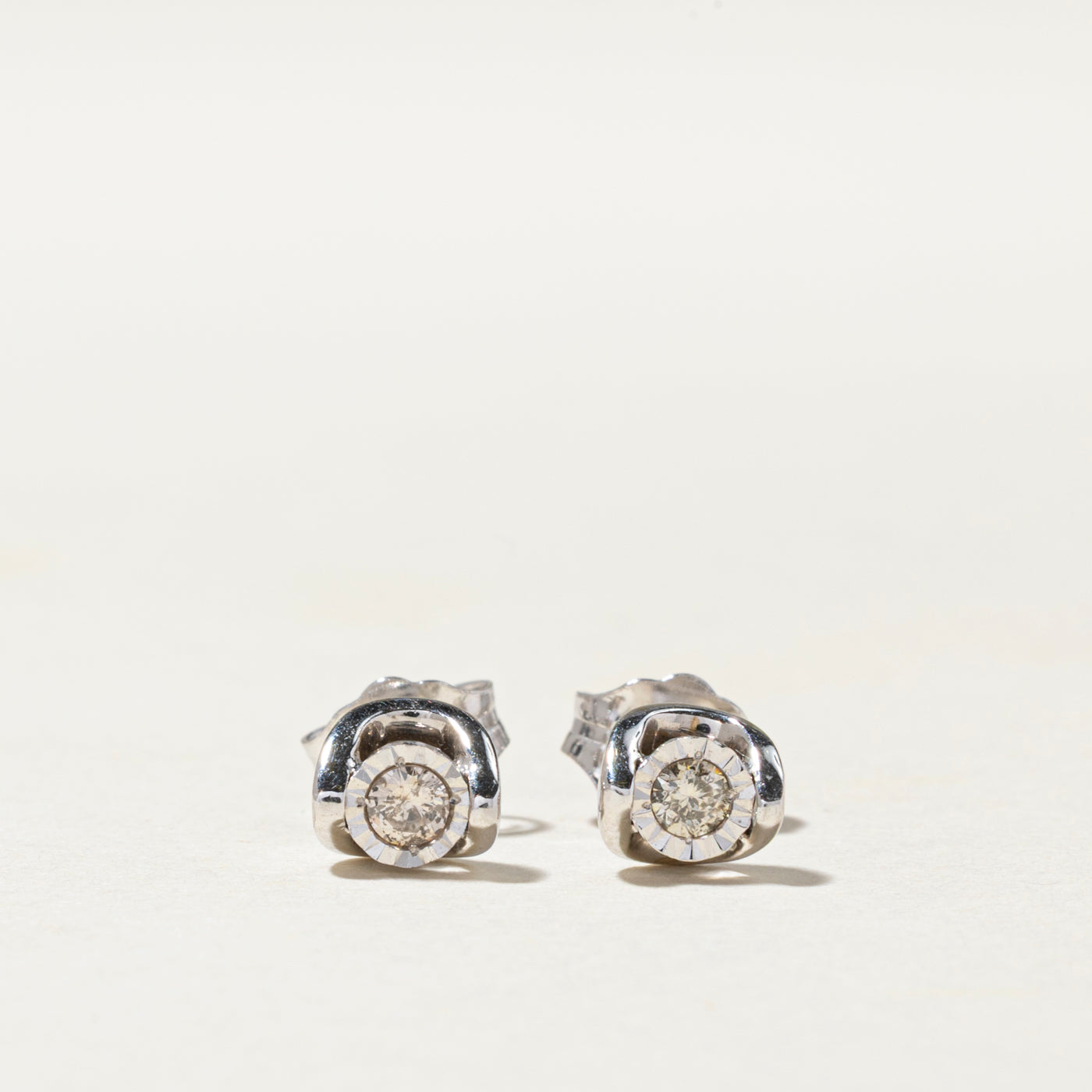 Solitaire Illusion Set Diamond Stud Earrings | 0.08ctw