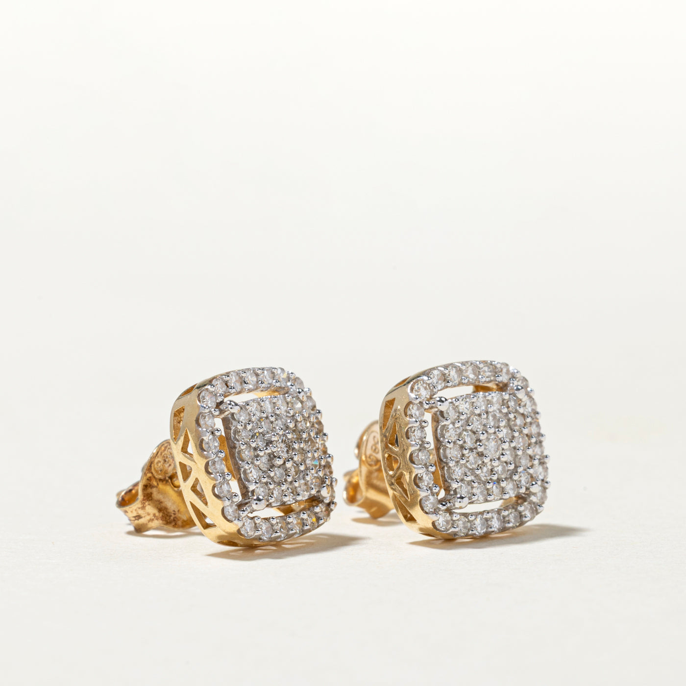 Illusion Set Diamond Halo Stud Earrings | 0.90ctw