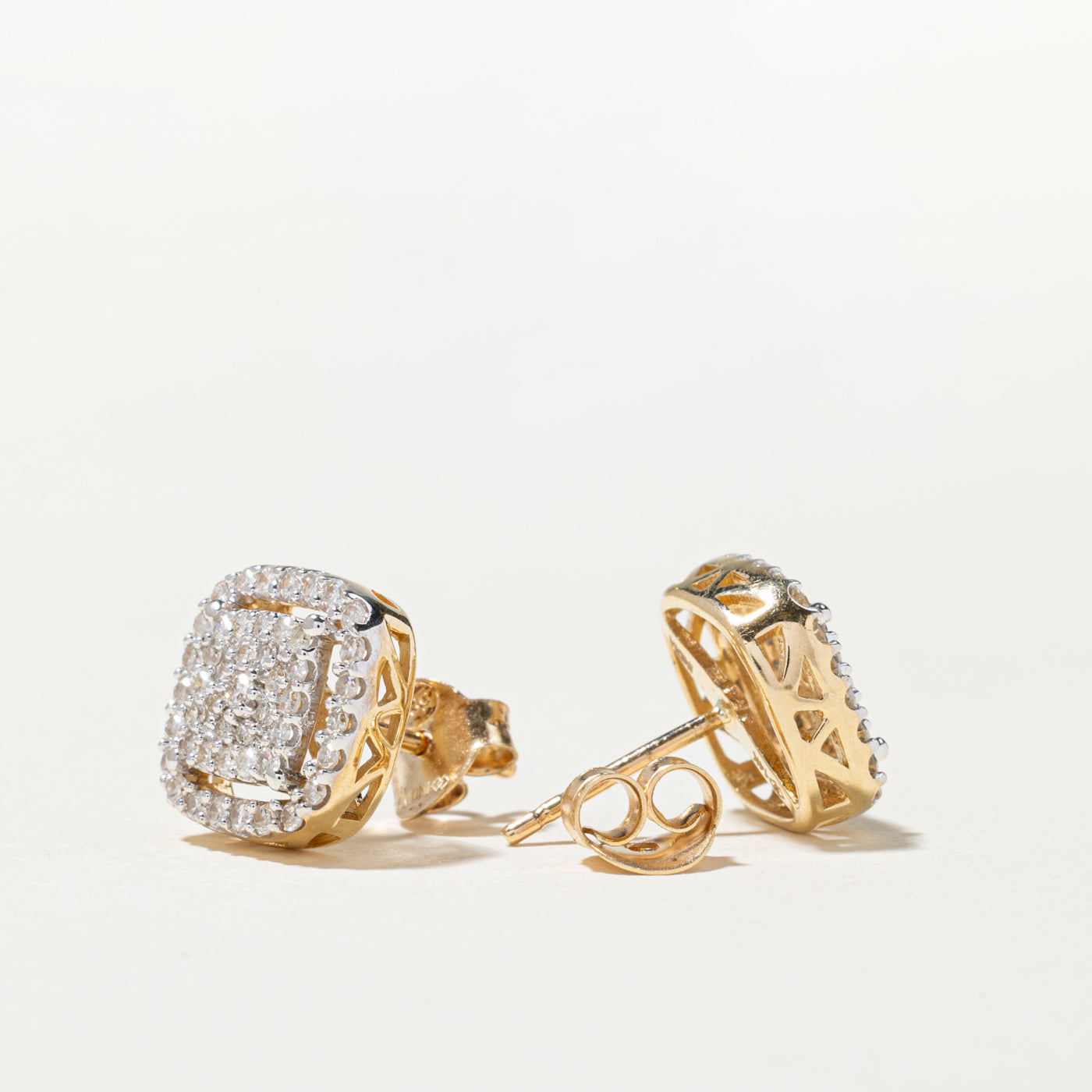 Illusion Set Diamond Halo Stud Earrings | 0.90ctw
