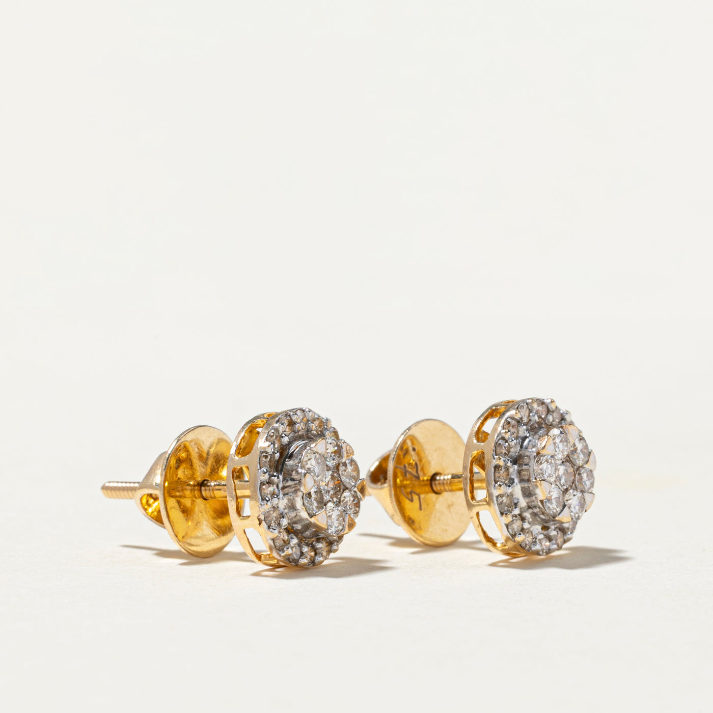 Diamond Round Cluster Stud Earrings | 0.75ctw