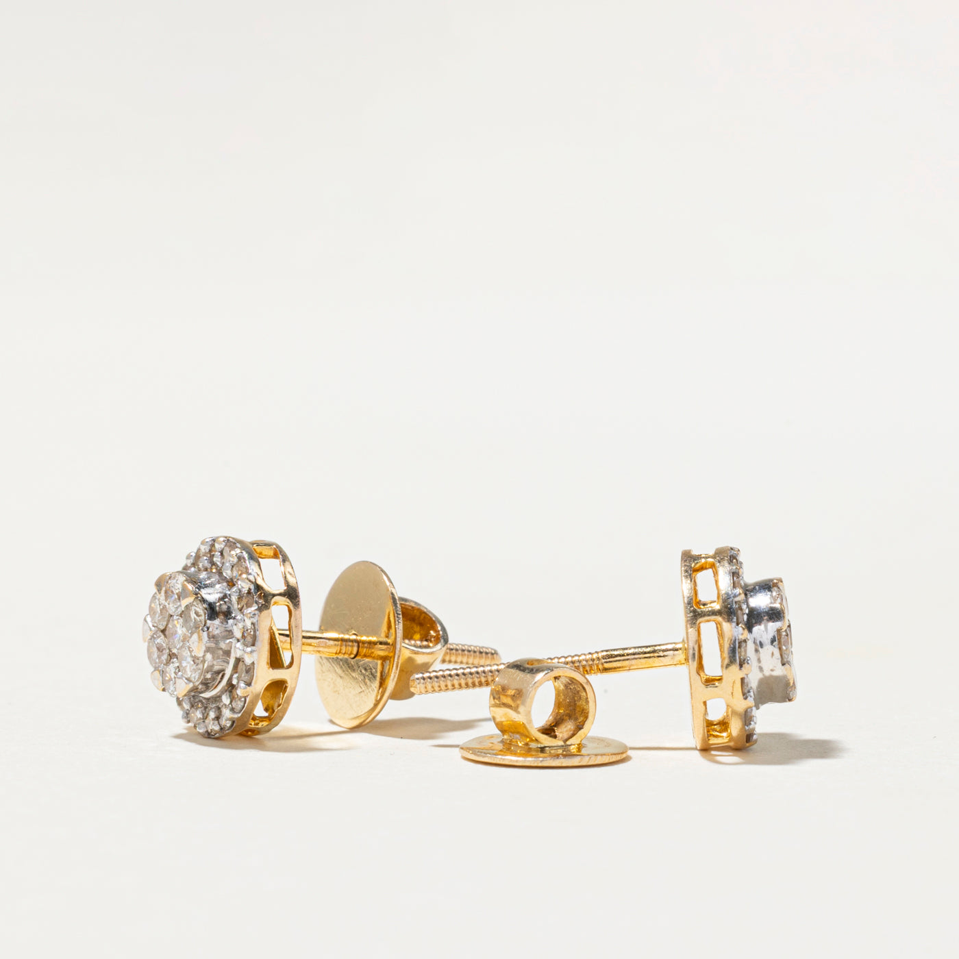 Diamond Round Cluster Stud Earrings | 0.75ctw