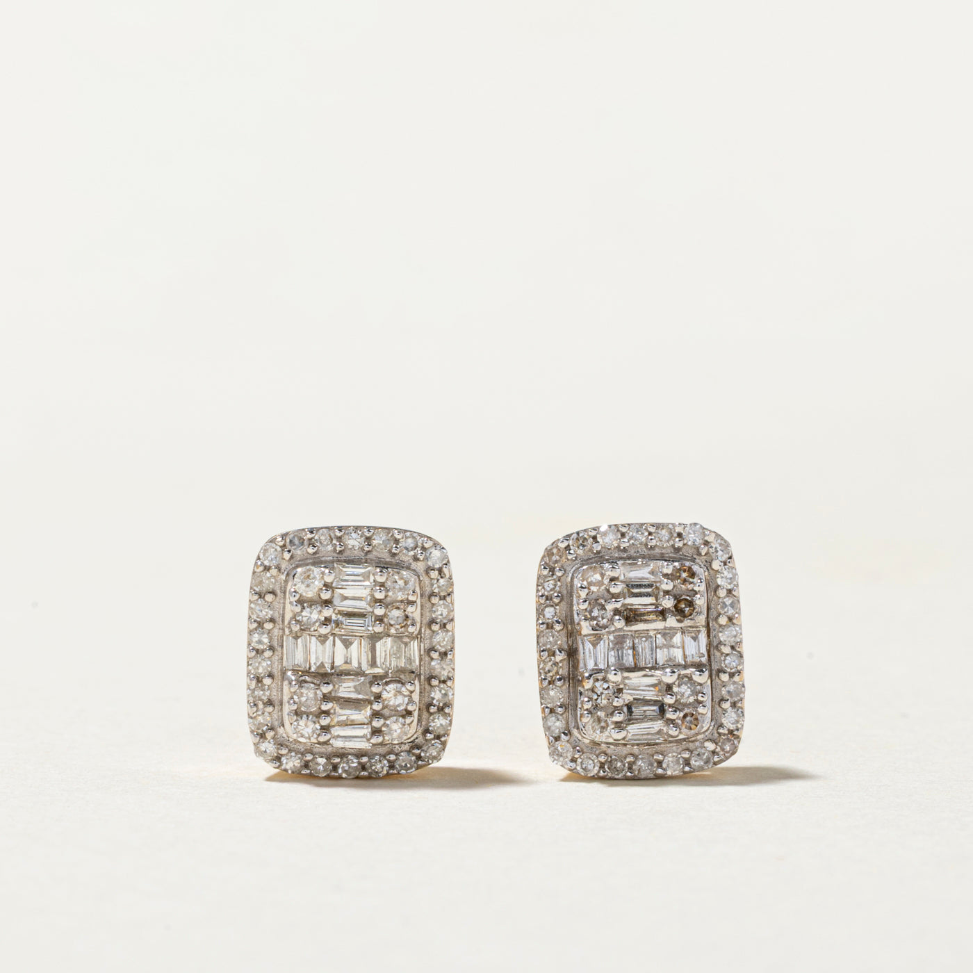 Diamond Rectangle Cluster Stud Earrings | 0.28ctw