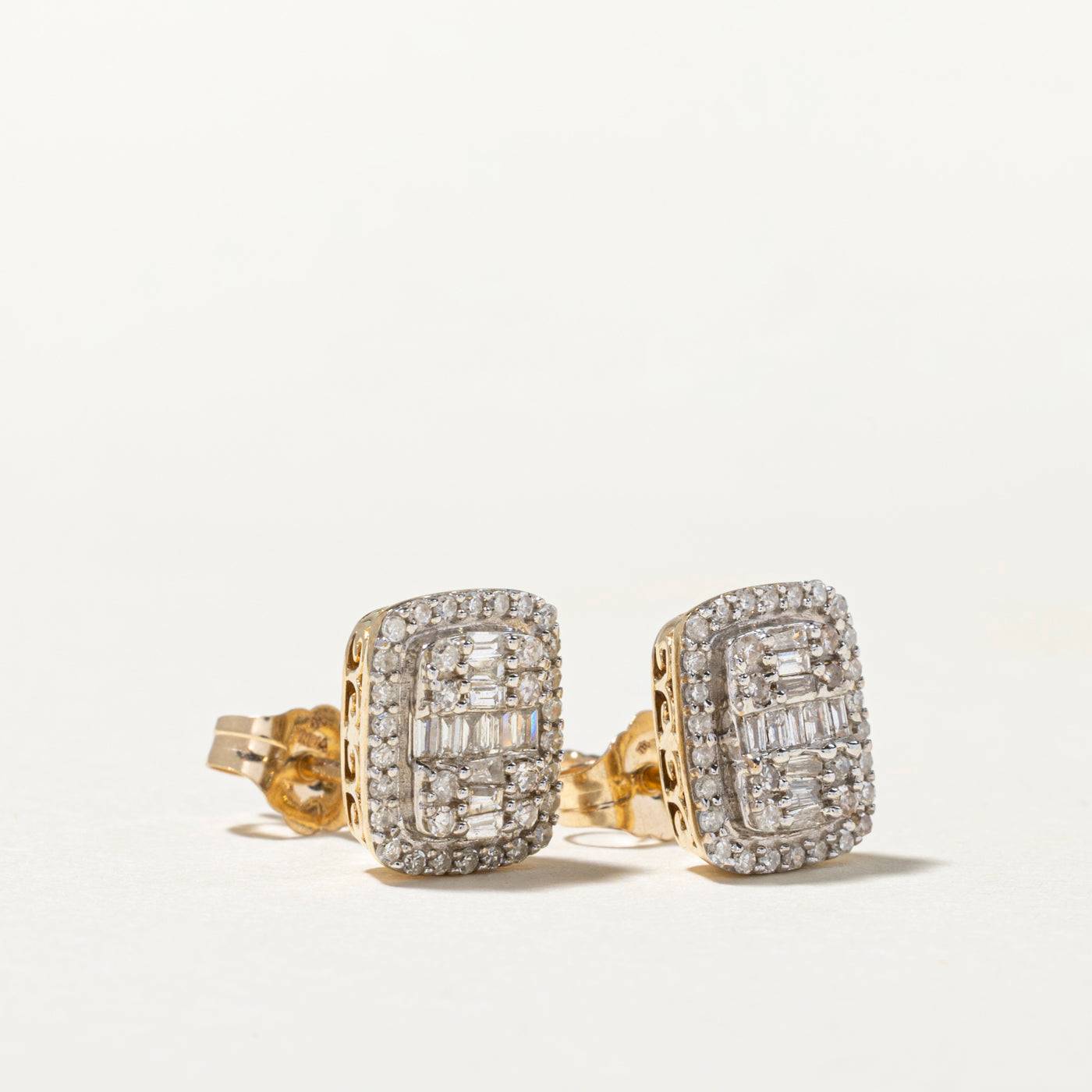 Diamond Rectangle Cluster Stud Earrings | 0.28ctw