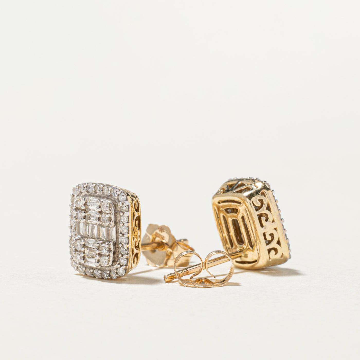 Diamond Rectangle Cluster Stud Earrings | 0.28ctw