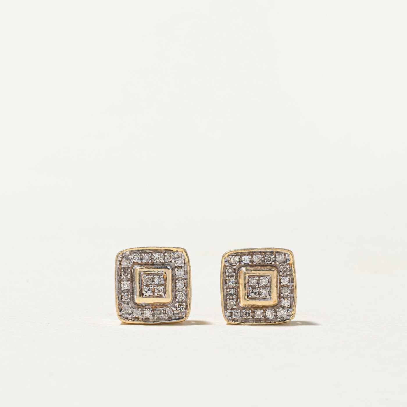 Diamond Square Cluster Stud Earrings | 0.10ctw