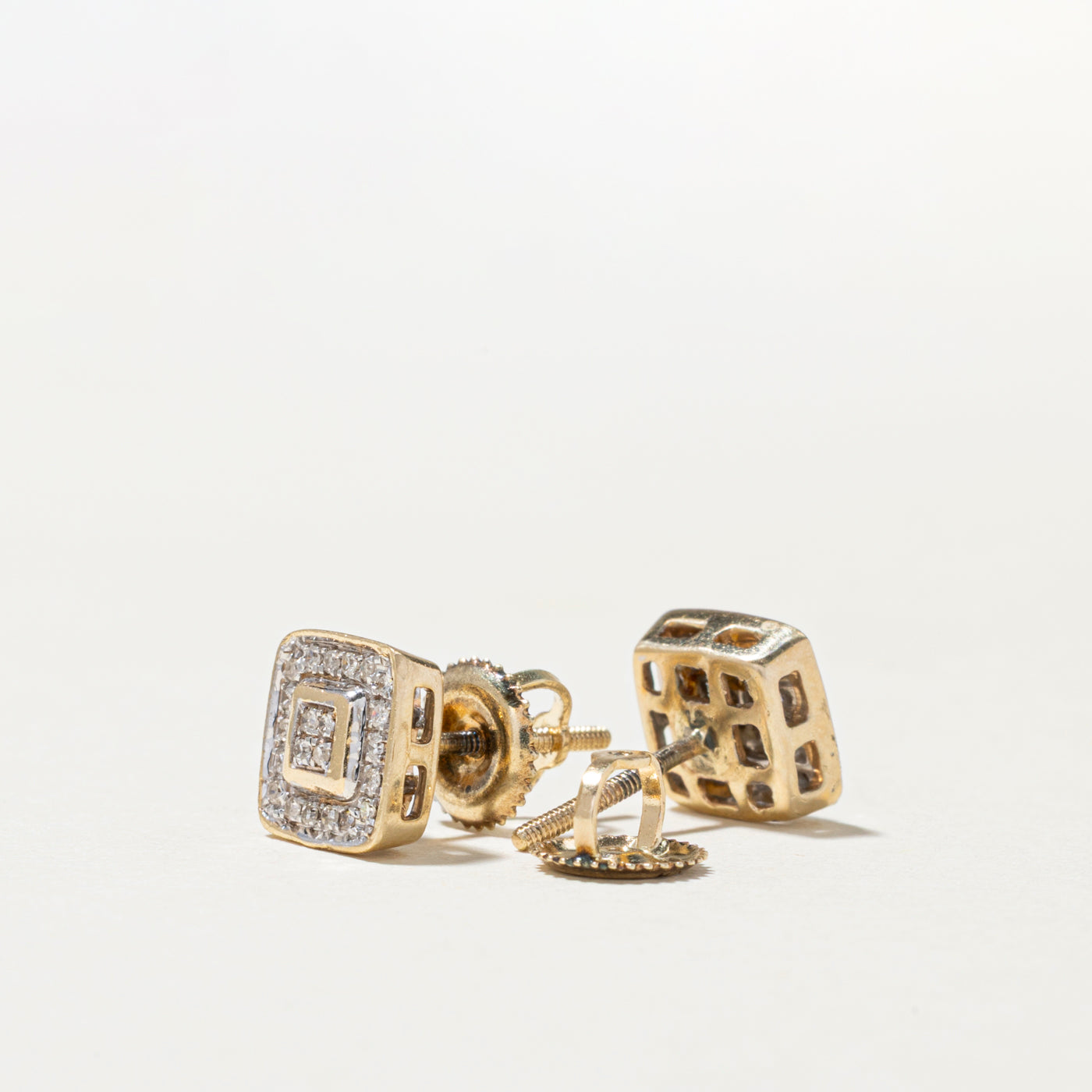 Diamond Square Cluster Stud Earrings | 0.10ctw