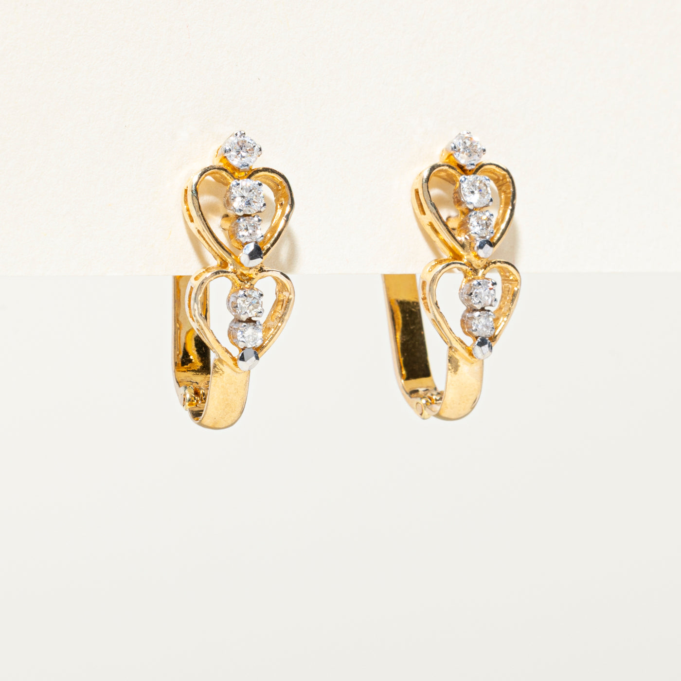 Diamond Double Heart Huggie Earrings | 0.38ctw