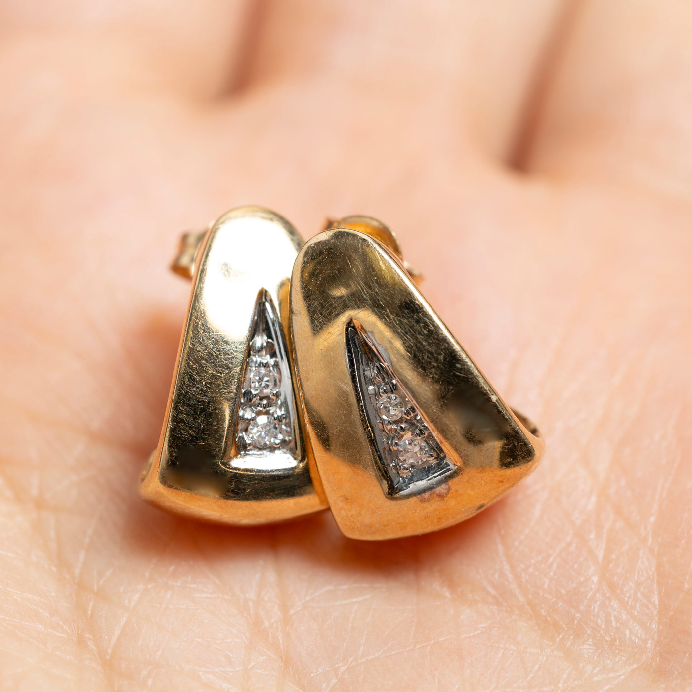 Diamond Triangle Half Huggie Earrings | 0.05ctw