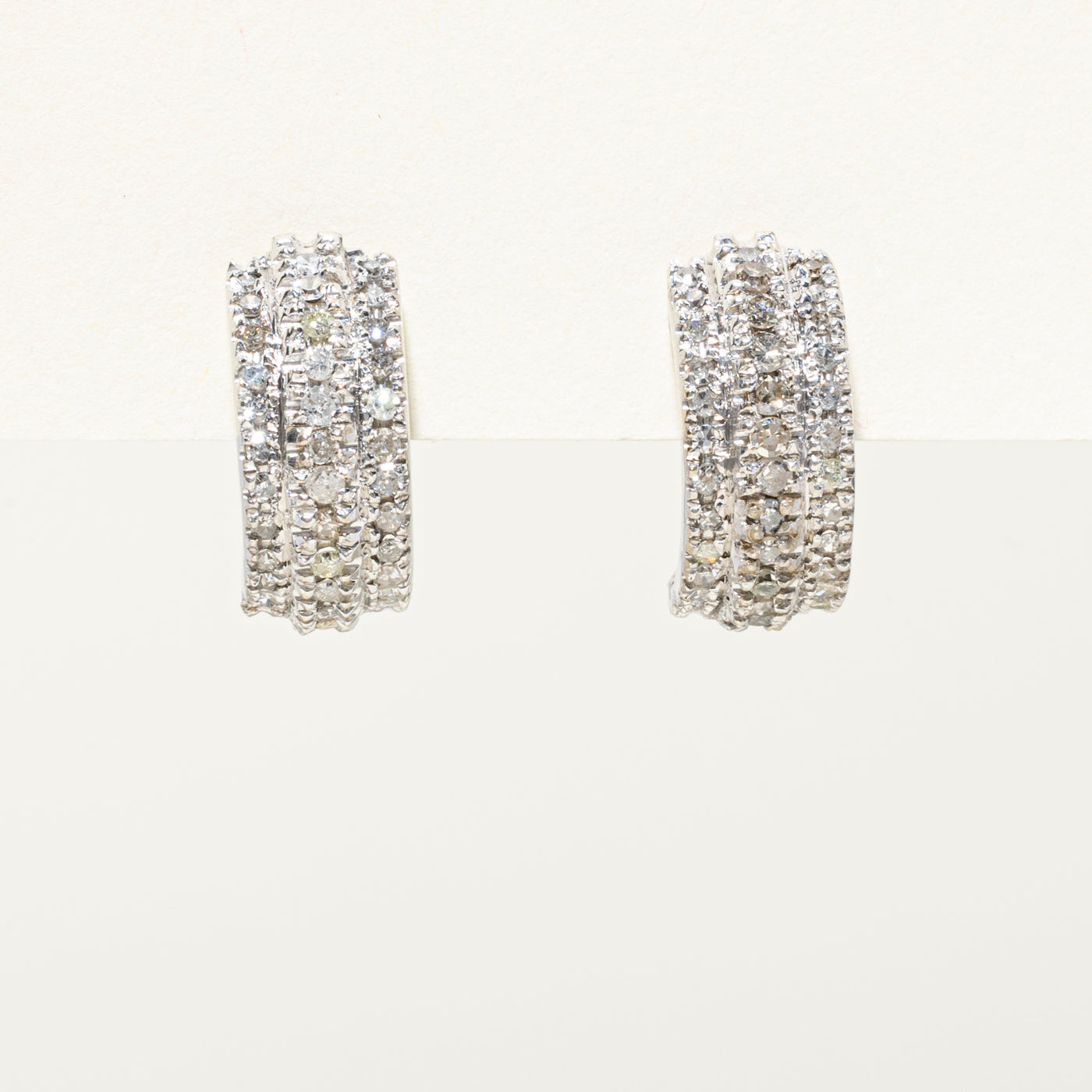 Multi Row Diamond Half Huggie Earrings | 1.10ctw