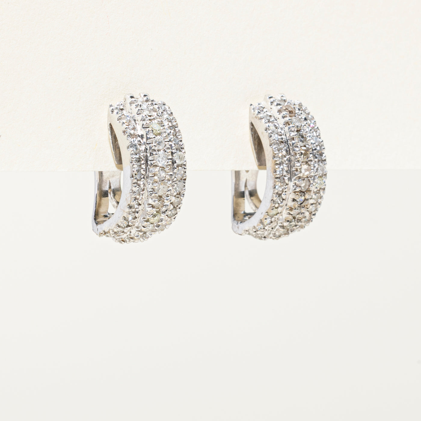 Multi Row Diamond Half Huggie Earrings | 1.10ctw