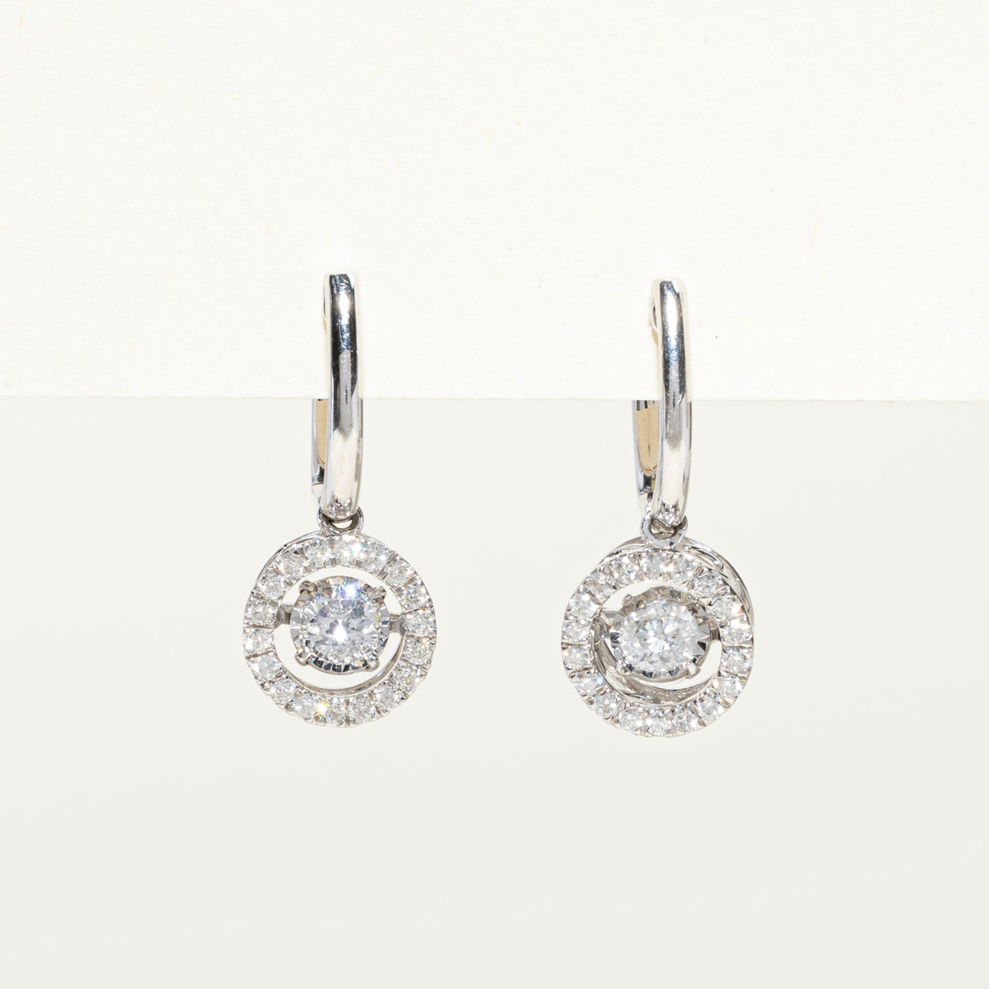 Diamond Halo Drop Earrings | 0.50ctw