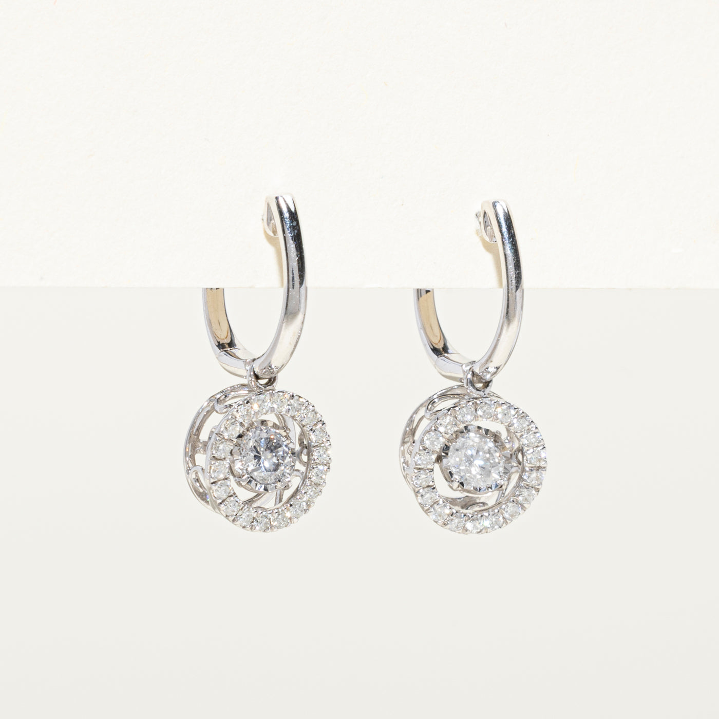 Diamond Halo Drop Earrings | 0.50ctw