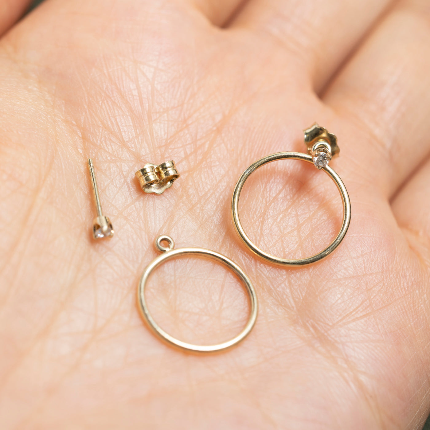 Diamond Stud & Circle Jacket Earrings | 0.06ctw