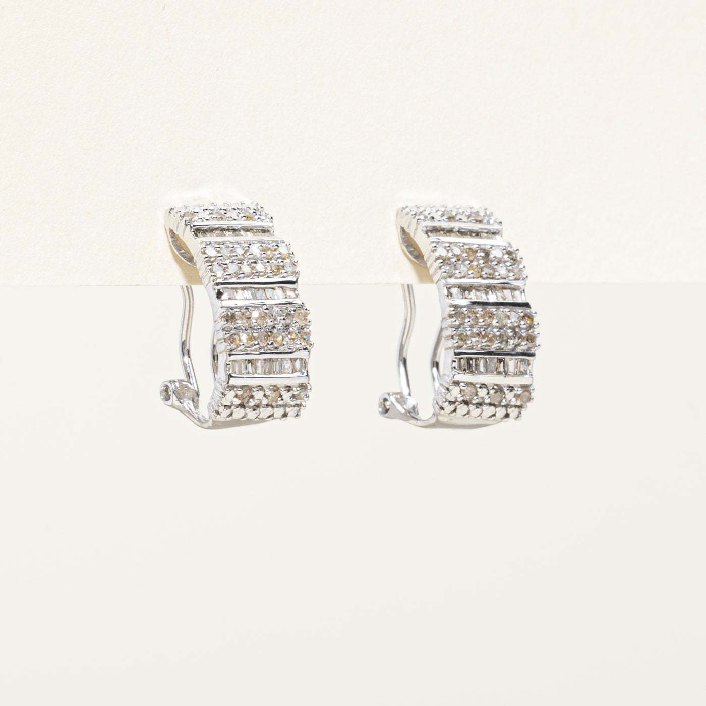 Mixed Cut Diamond Half Huggie Earrings | 0.71ctw