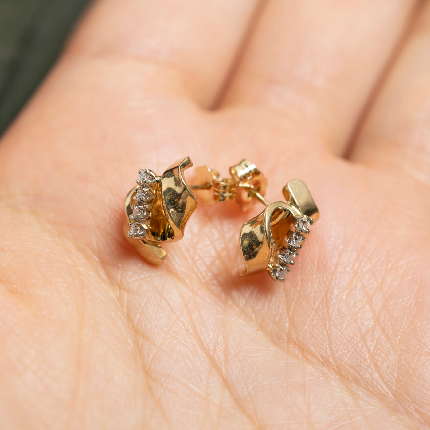 Diamond Twisted Stud Earrings | 0.10ctw