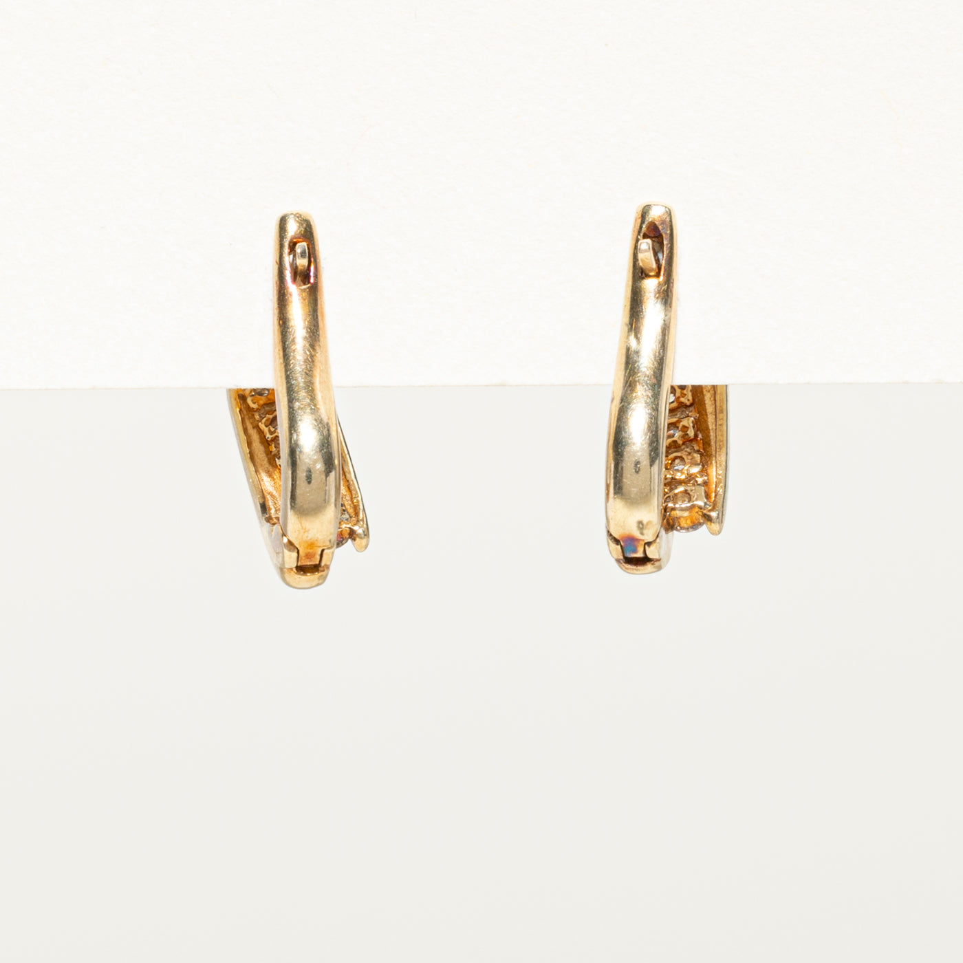 Diagonal Channel Set Diamond Huggie Earrings | 0.26ctw