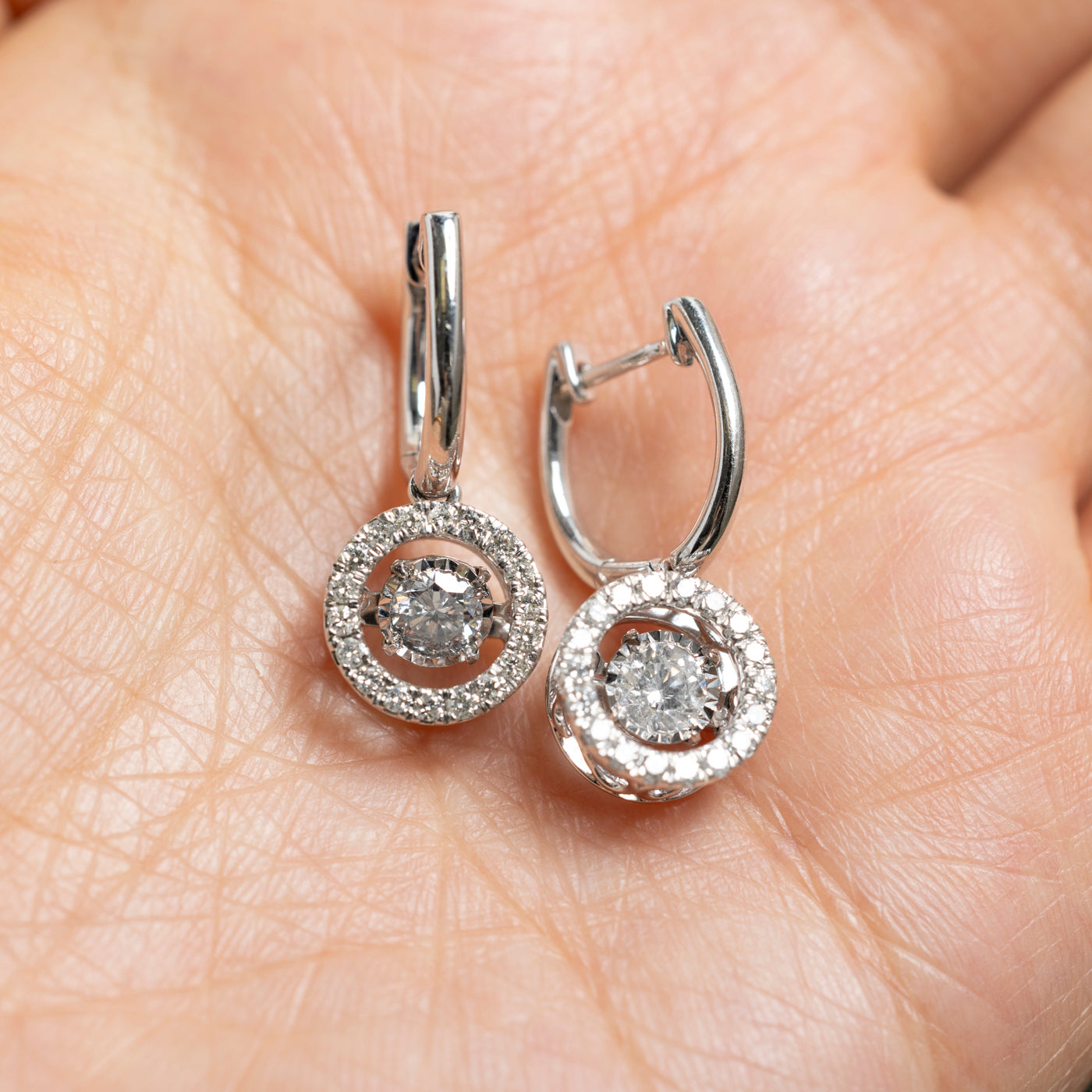 Diamond Halo Drop Earrings | 0.50ctw