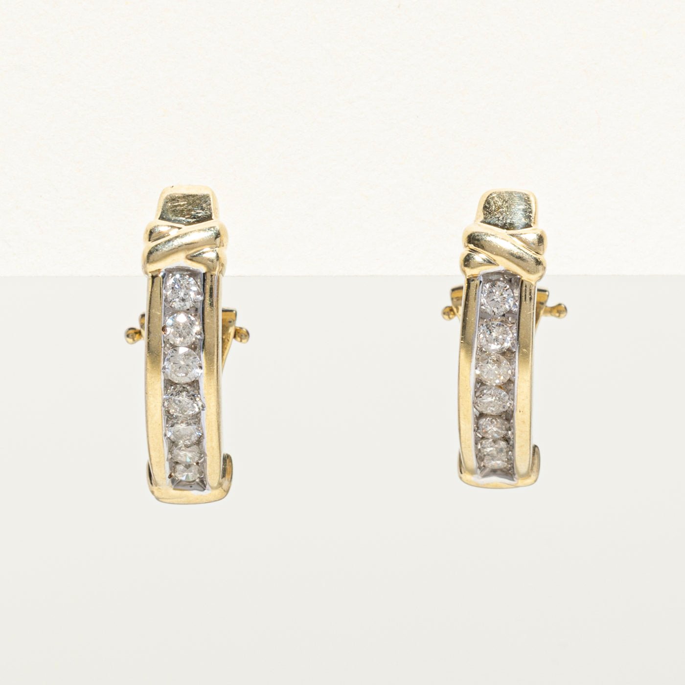 Channel Set Diamond Half Huggie Earrings | 0.44ctw