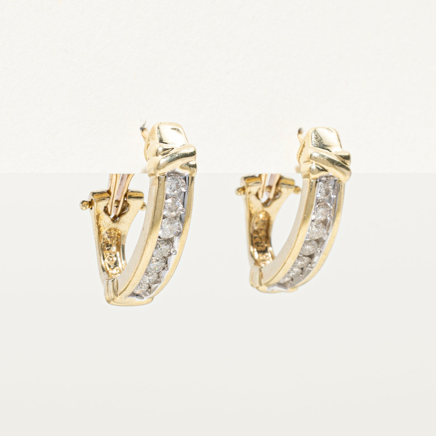 Channel Set Diamond Half Huggie Earrings | 0.44ctw