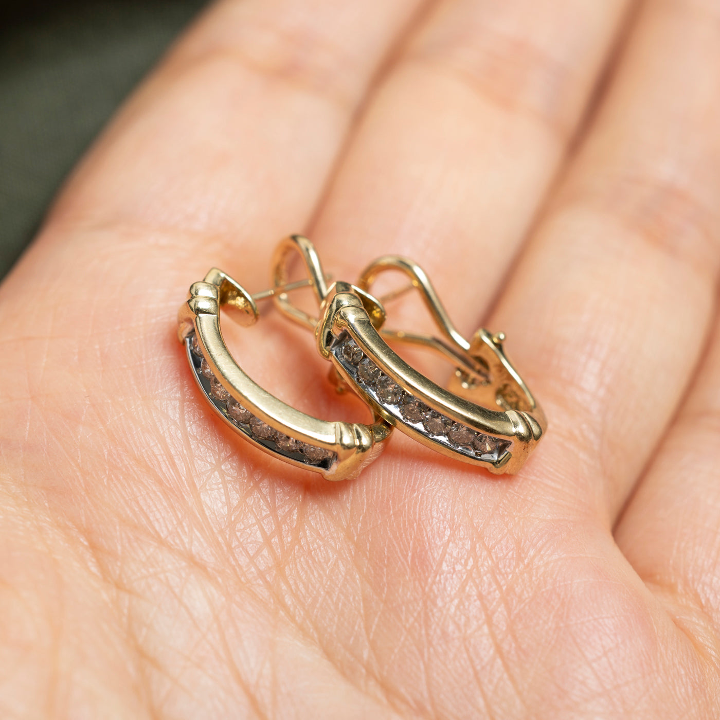 Channel Set Diamond Half Huggie Earrings | 0.44ctw