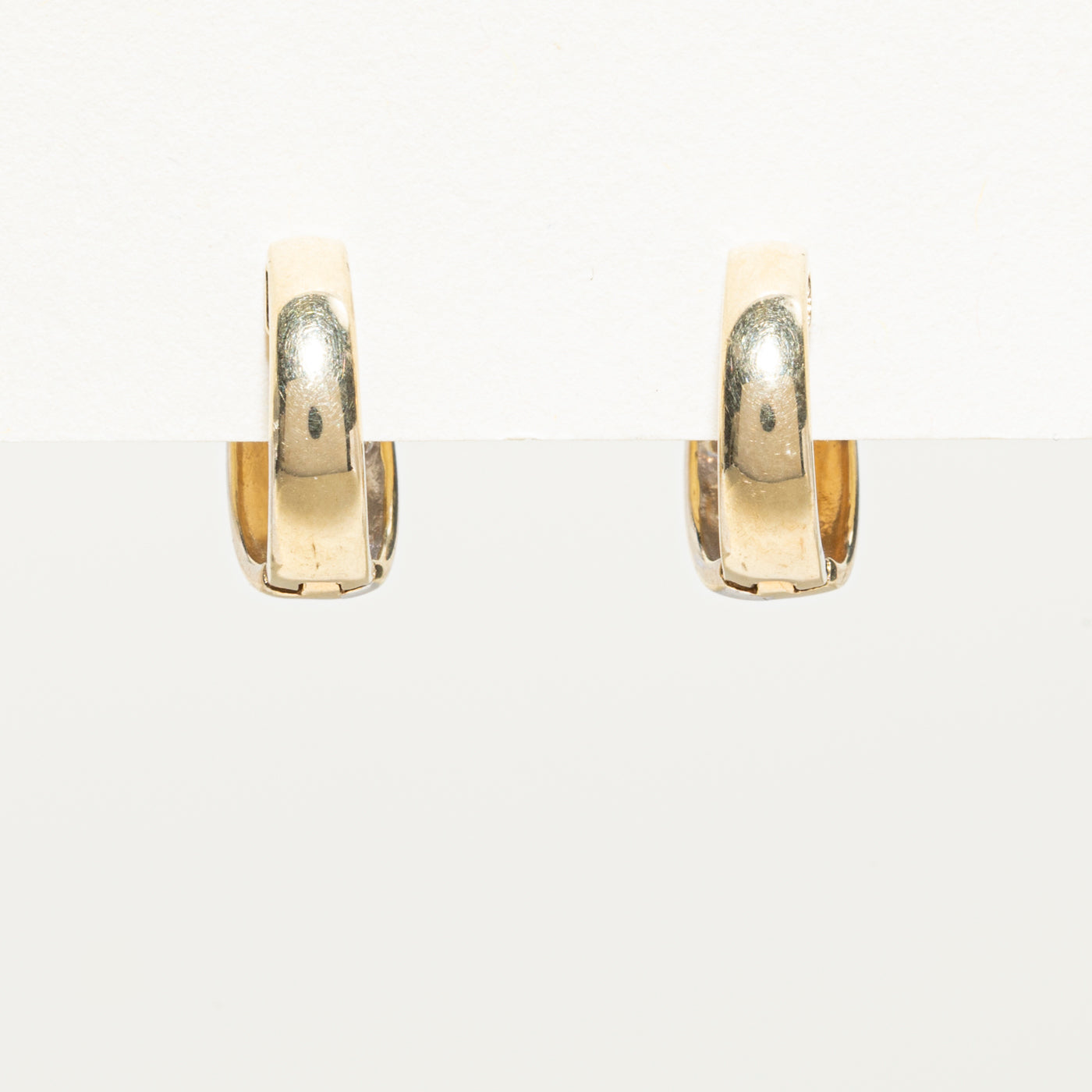 Two Tone Gold Diamond Huggie Earrings | 0.06ctw