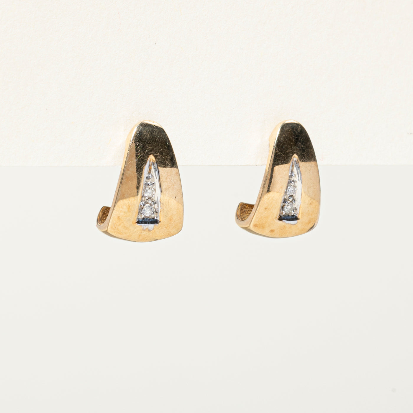 Diamond Triangle Half Huggie Earrings | 0.05ctw