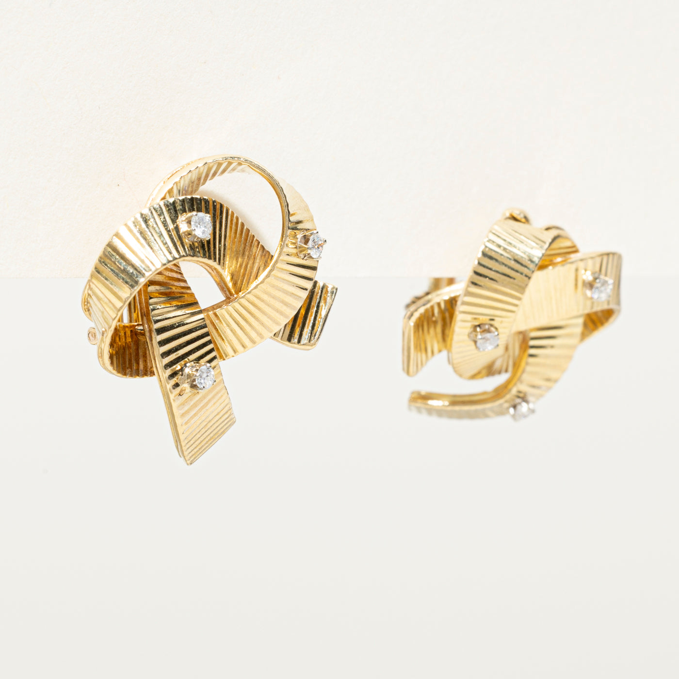 Diamond Fluted Knot Stud Earrings | 0.16ctw