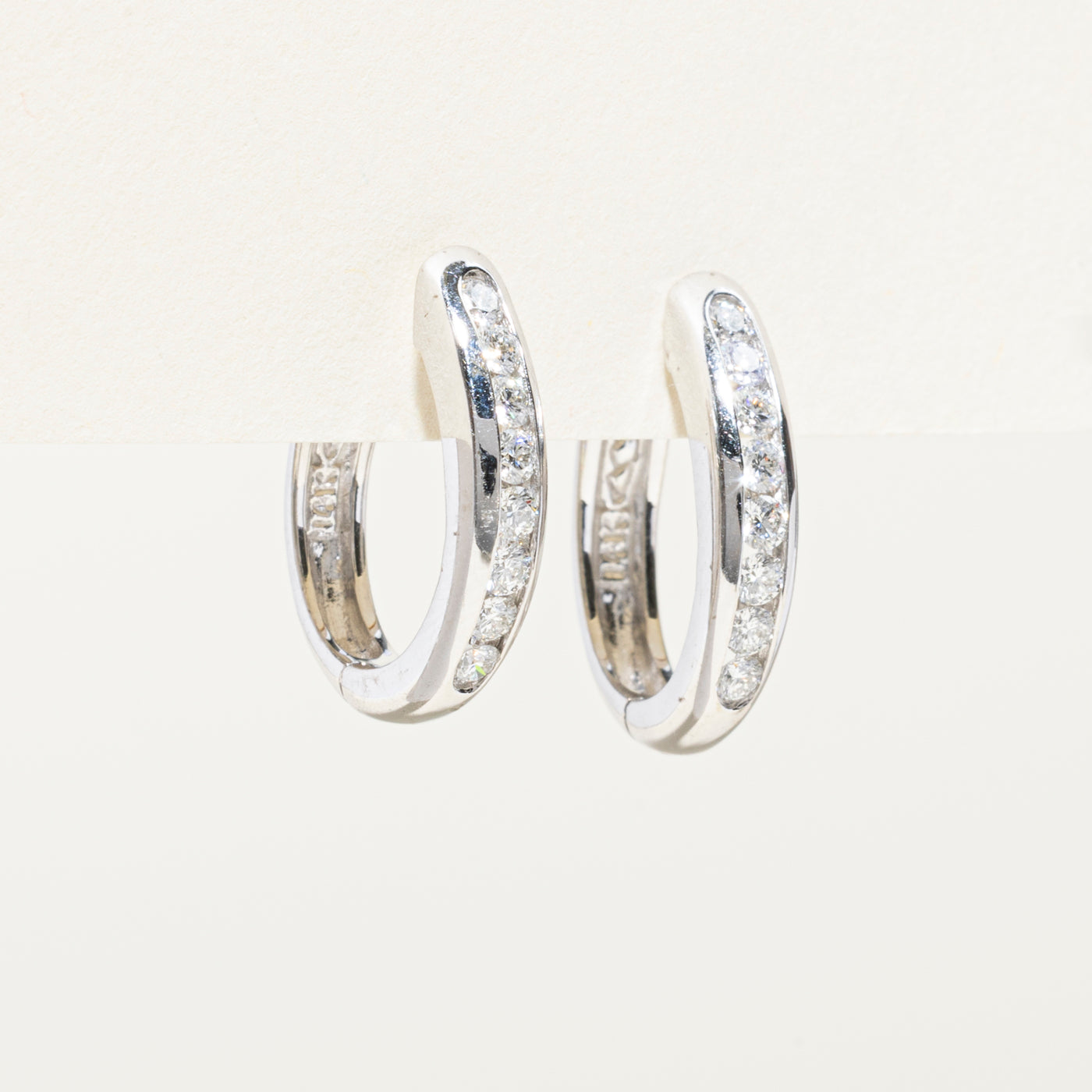 Channel Set Diamond Hoop Earrings | 0.48ctw