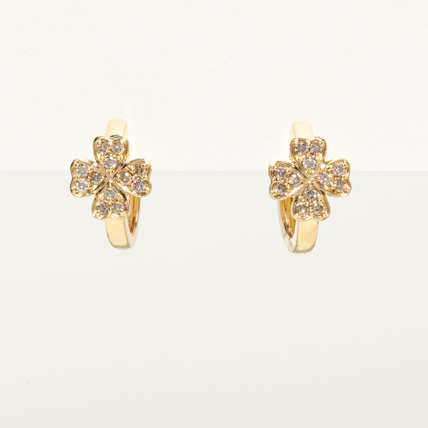 Diamond Four Leaf Clover Huggie Earrings | 0.30ctw
