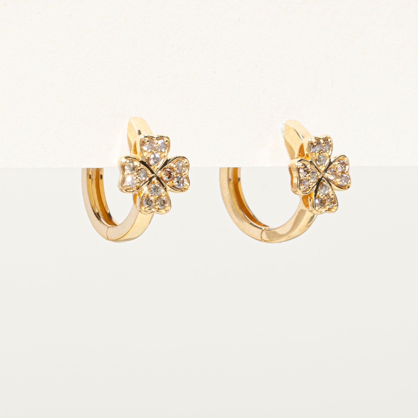 Diamond Four Leaf Clover Huggie Earrings | 0.30ctw