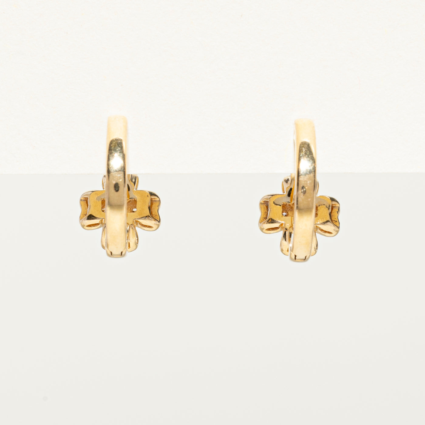 Diamond Four Leaf Clover Huggie Earrings | 0.30ctw
