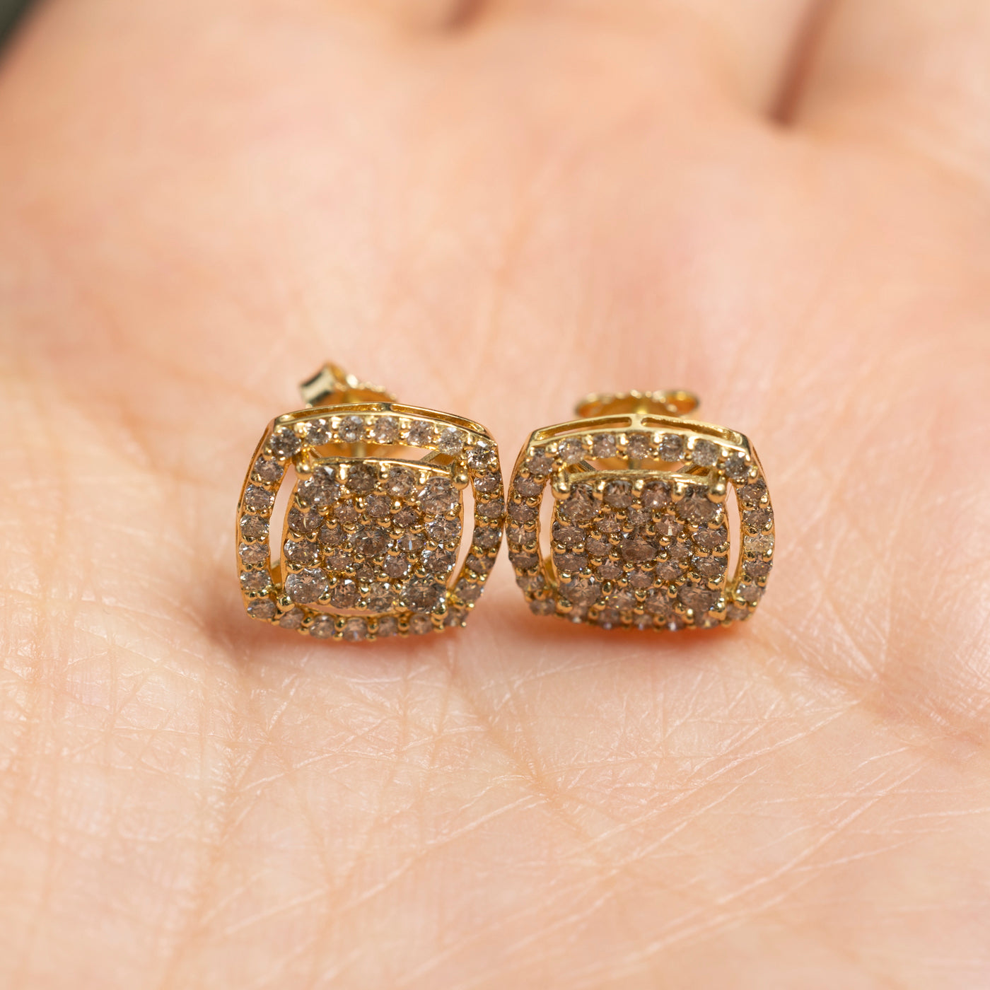 Diamond Cluster Halo Stud Earrings | 1.00ctw