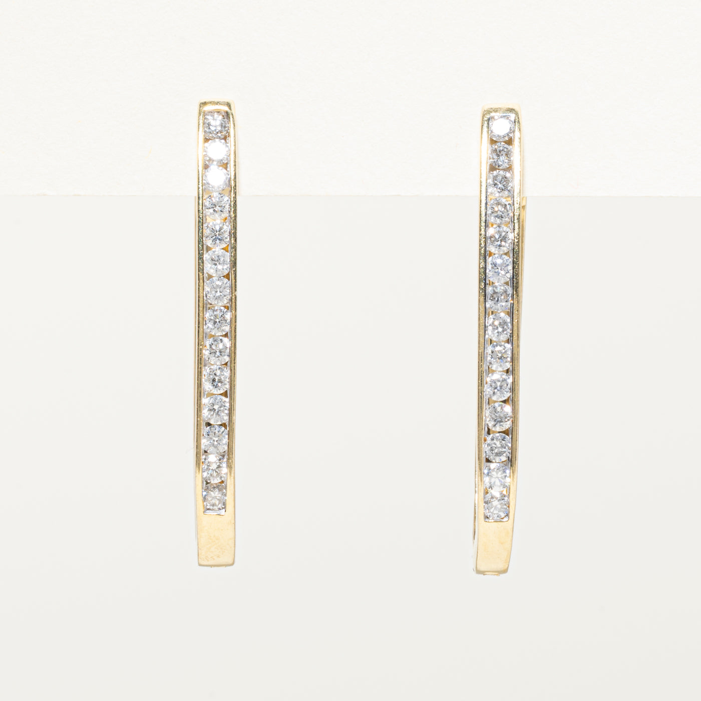 Channel Set Diamond Large Oval Hoop Earrings | 0.84ctw