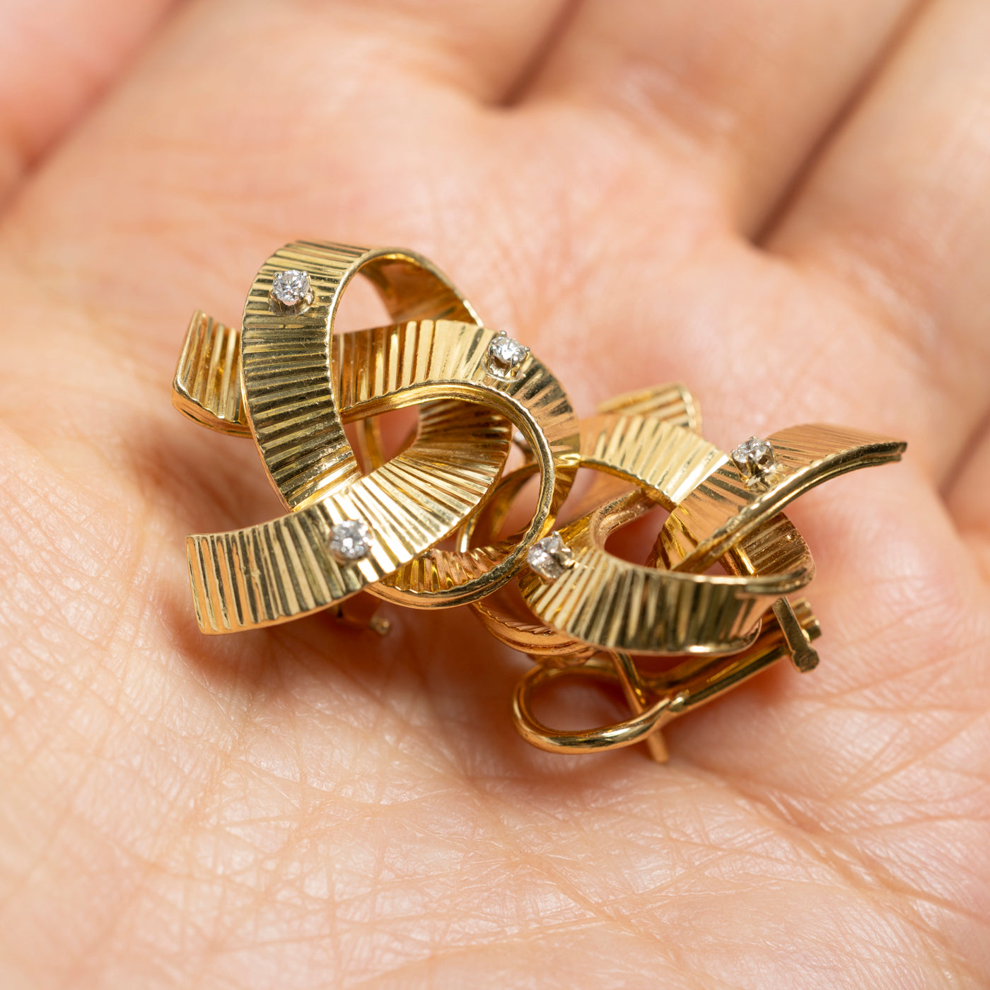 Diamond Fluted Knot Stud Earrings | 0.16ctw