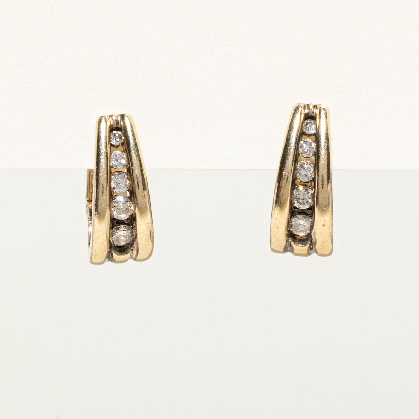Channel Set Diamond Huggie Earrings | 0.30ctw