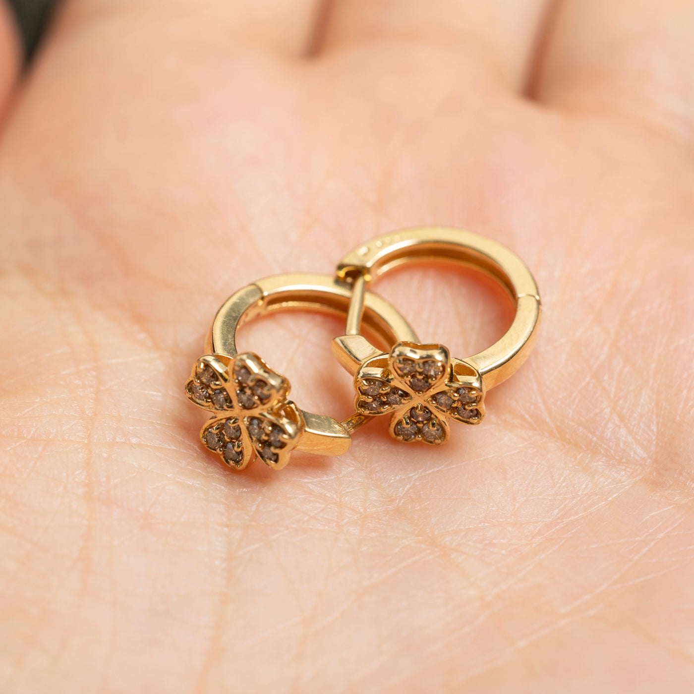 Diamond Four Leaf Clover Huggie Earrings | 0.30ctw