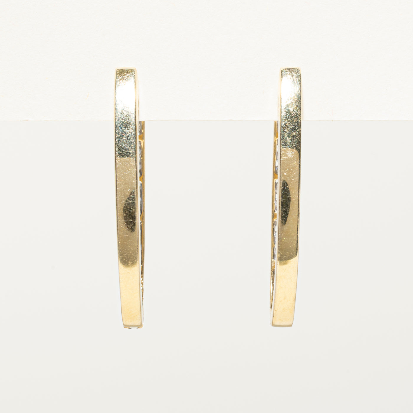 Channel Set Diamond Large Oval Hoop Earrings | 0.84ctw