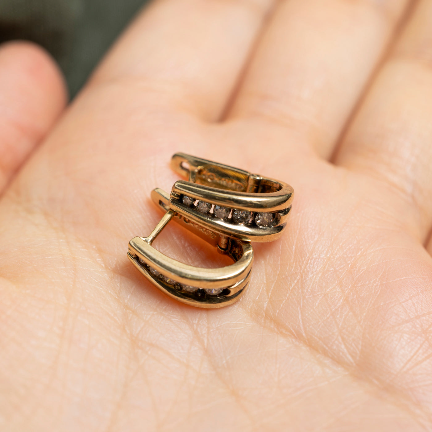 Channel Set Diamond Huggie Earrings | 0.30ctw