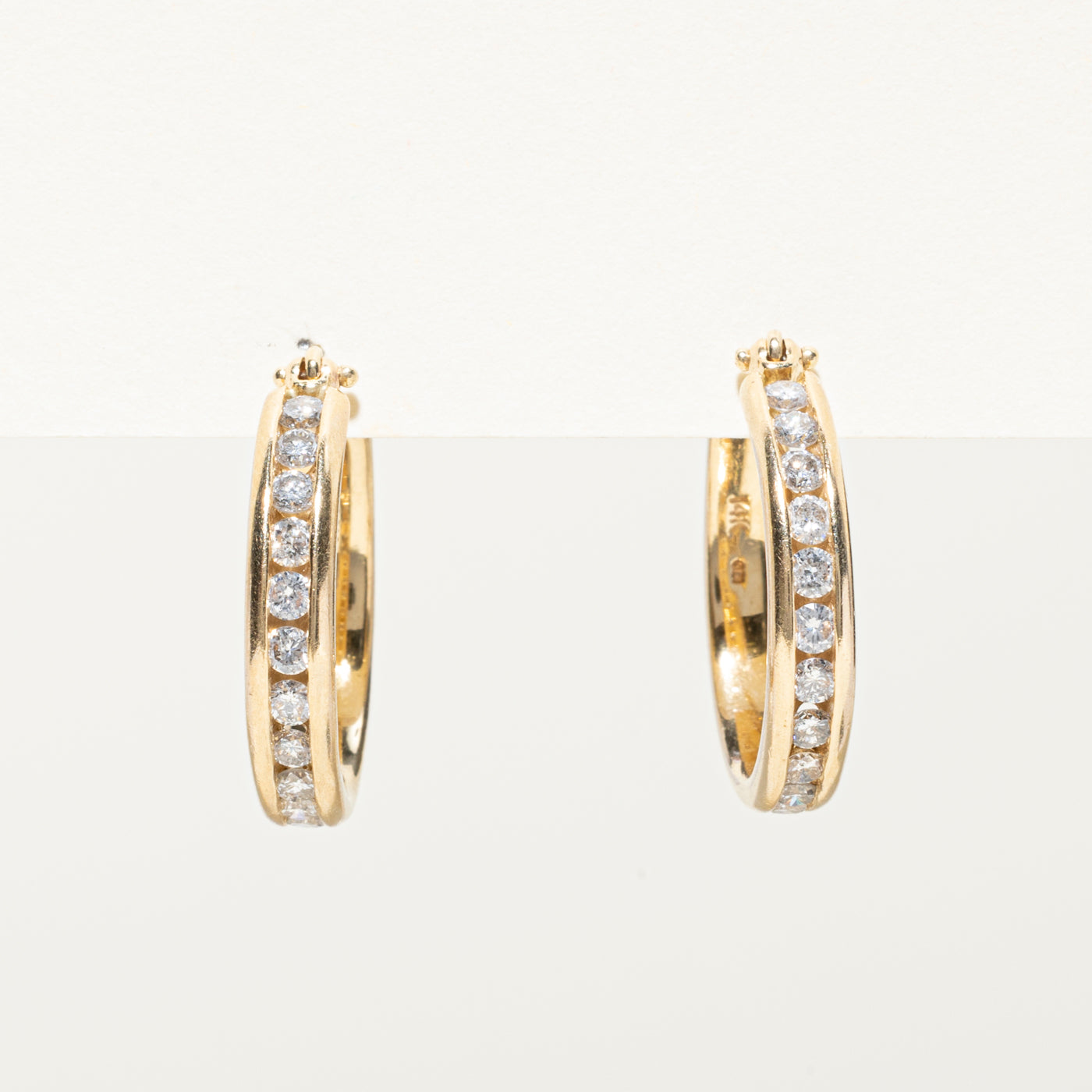Channel Set Diamond Hoop Earrings | 0.72ctw