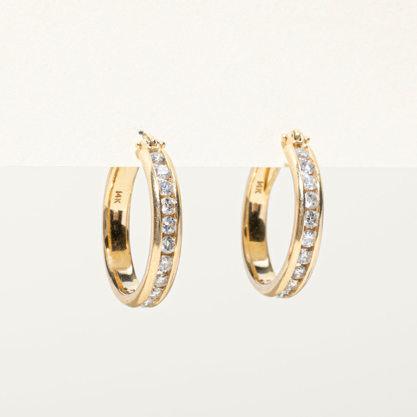 Channel Set Diamond Hoop Earrings | 0.72ctw
