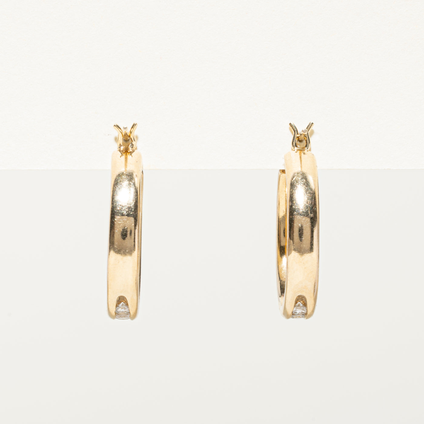Channel Set Diamond Hoop Earrings | 0.72ctw
