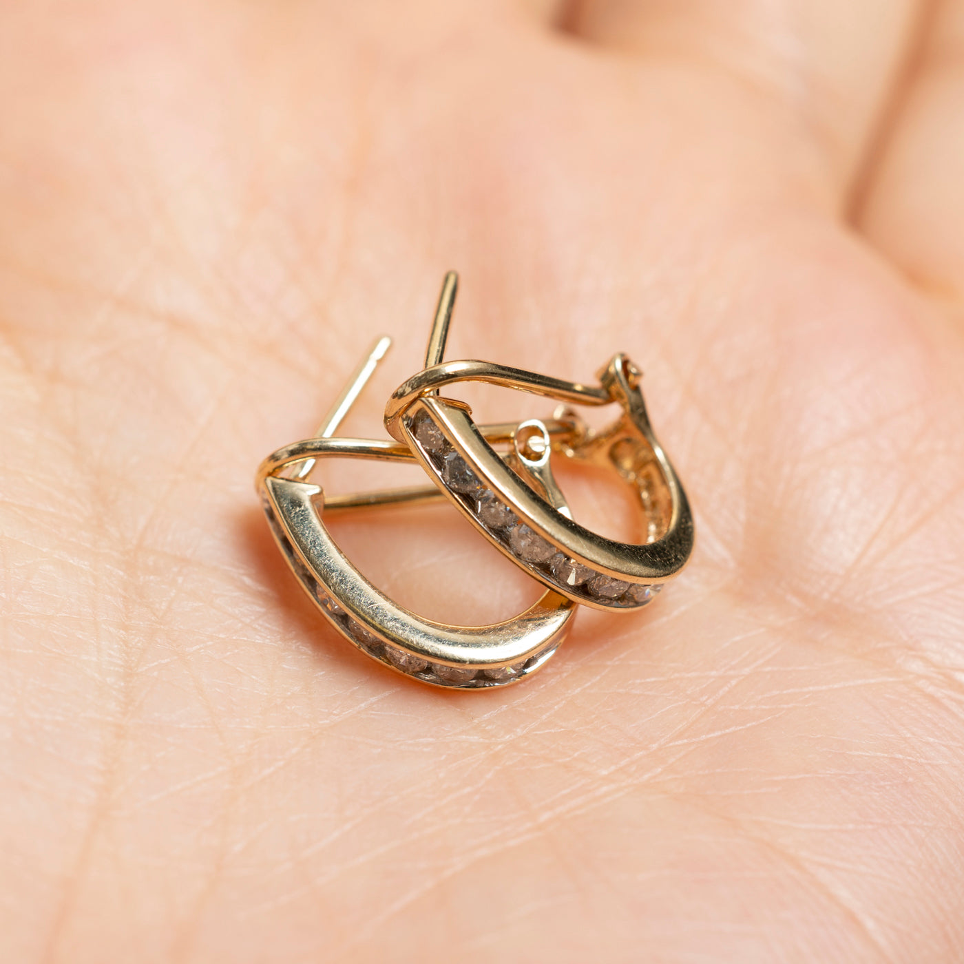 Channel Set Diamond Half Huggie Earrings | 0.45ctw