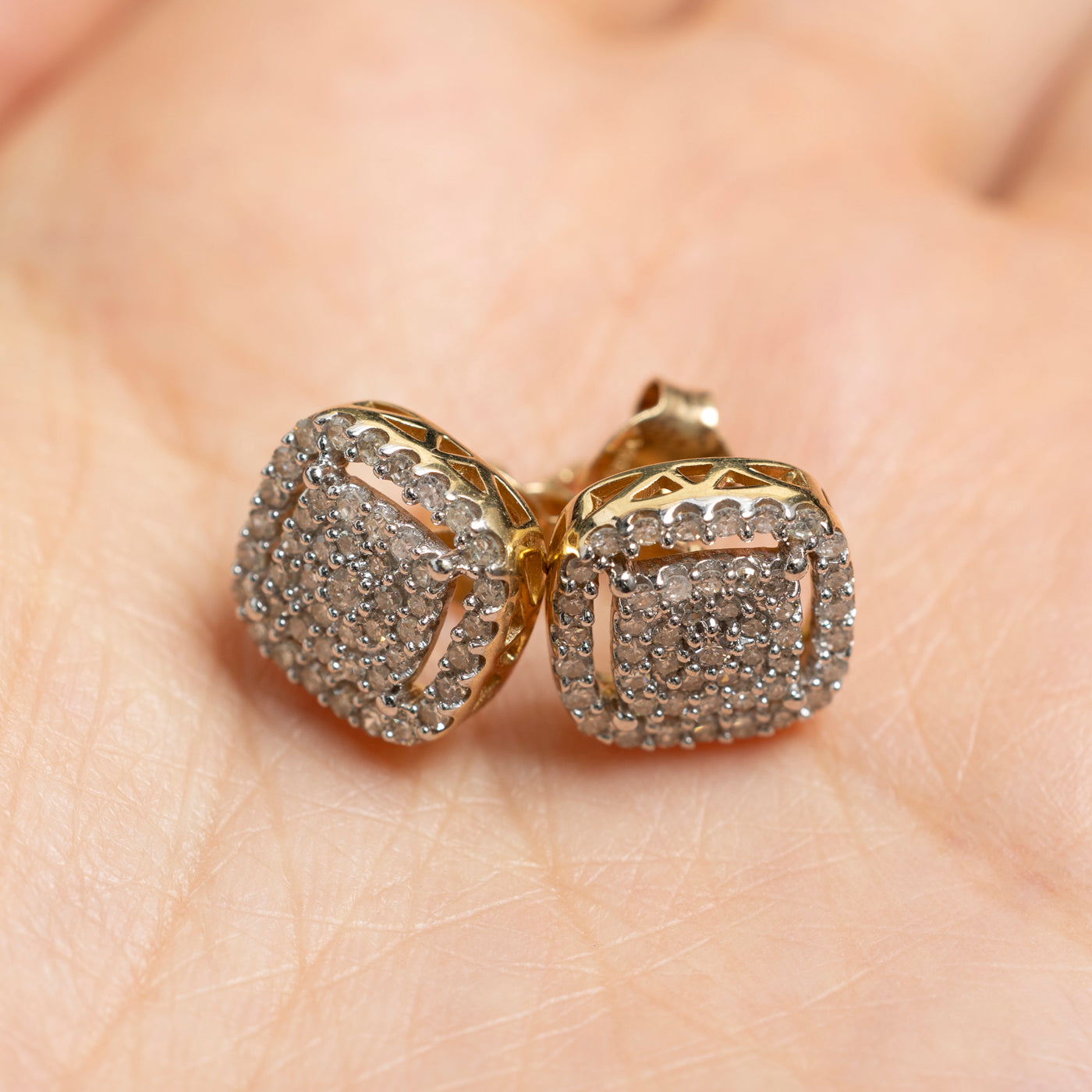 Illusion Set Diamond Halo Stud Earrings | 0.90ctw