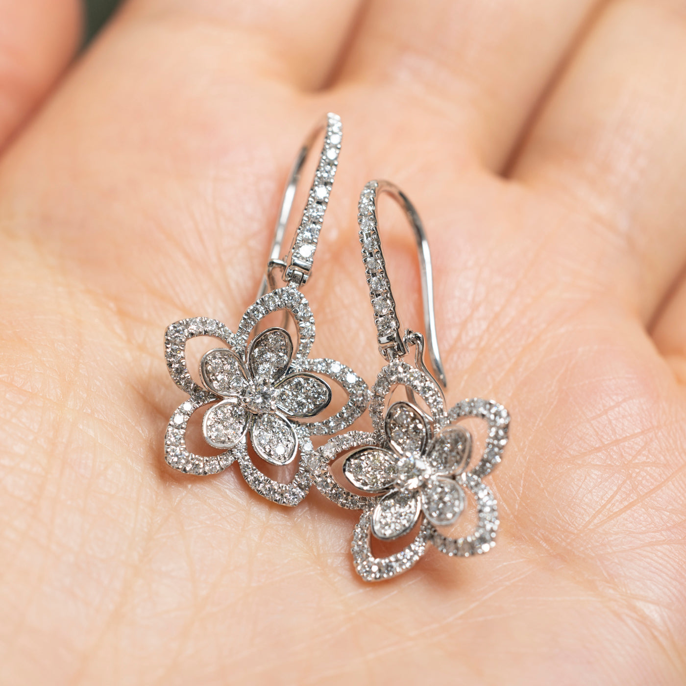 Diamond Flower Drop Earrings | 0.95ctw