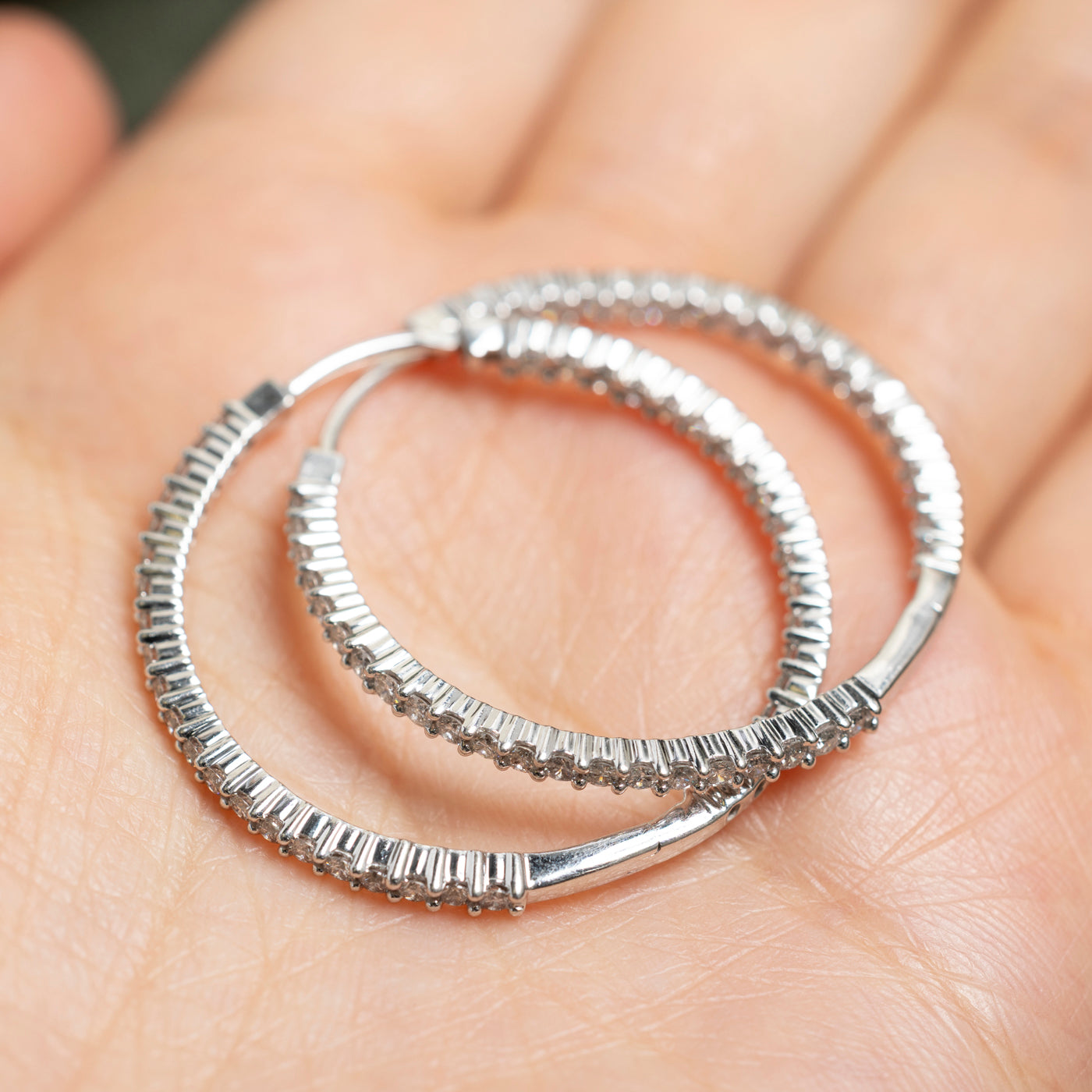 Boucles d'oreilles créoles en diamants (grandes tailles) | 1,20 ct au total