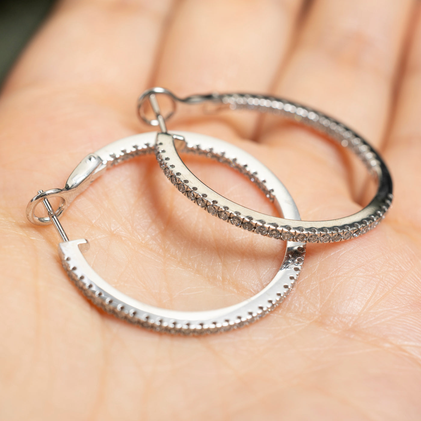 Diamond Large Hoop Earrings | 0.76ctw